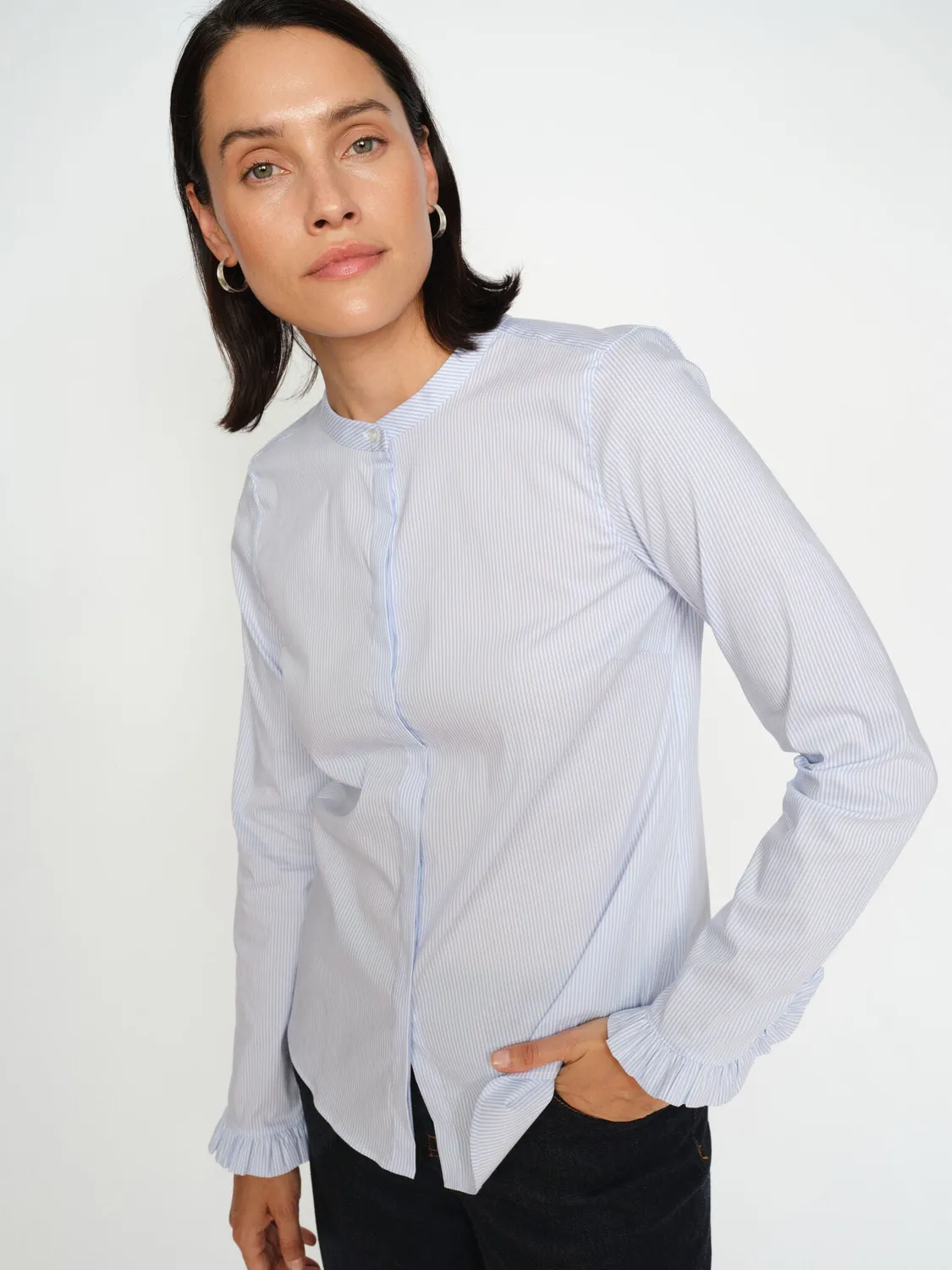 Mos Mosh MMMattie Stripe Hemd Light Blue Stretch XS-XXL