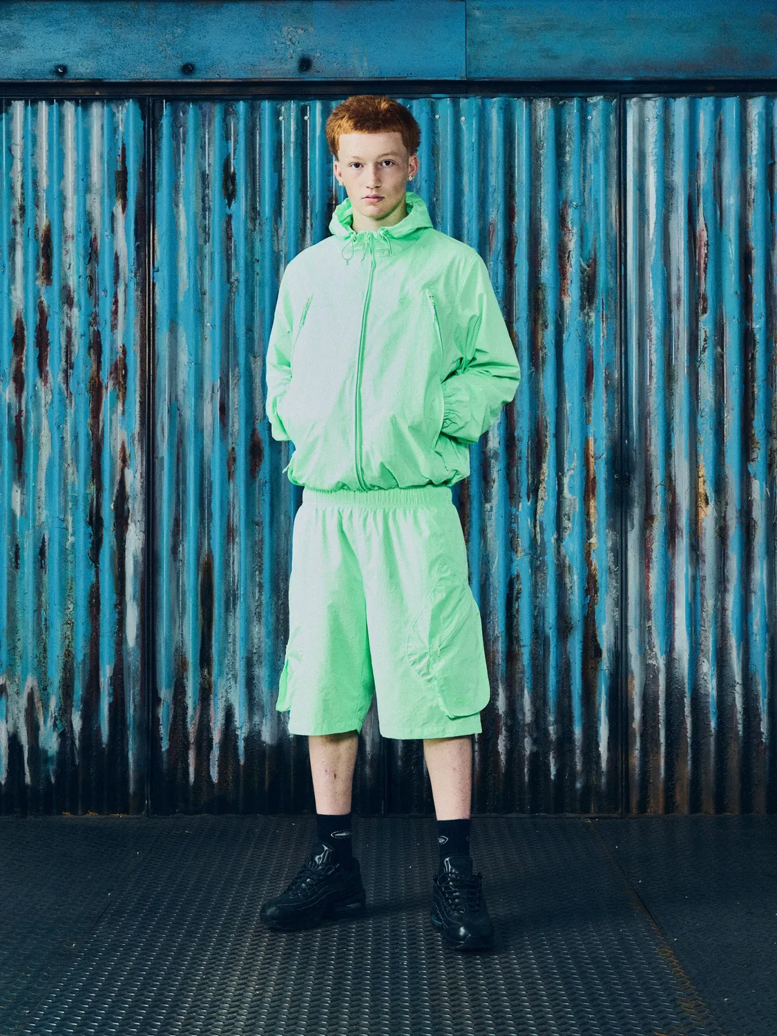 Corteiz Litework Quattro Jacke Green Nylon Mesh