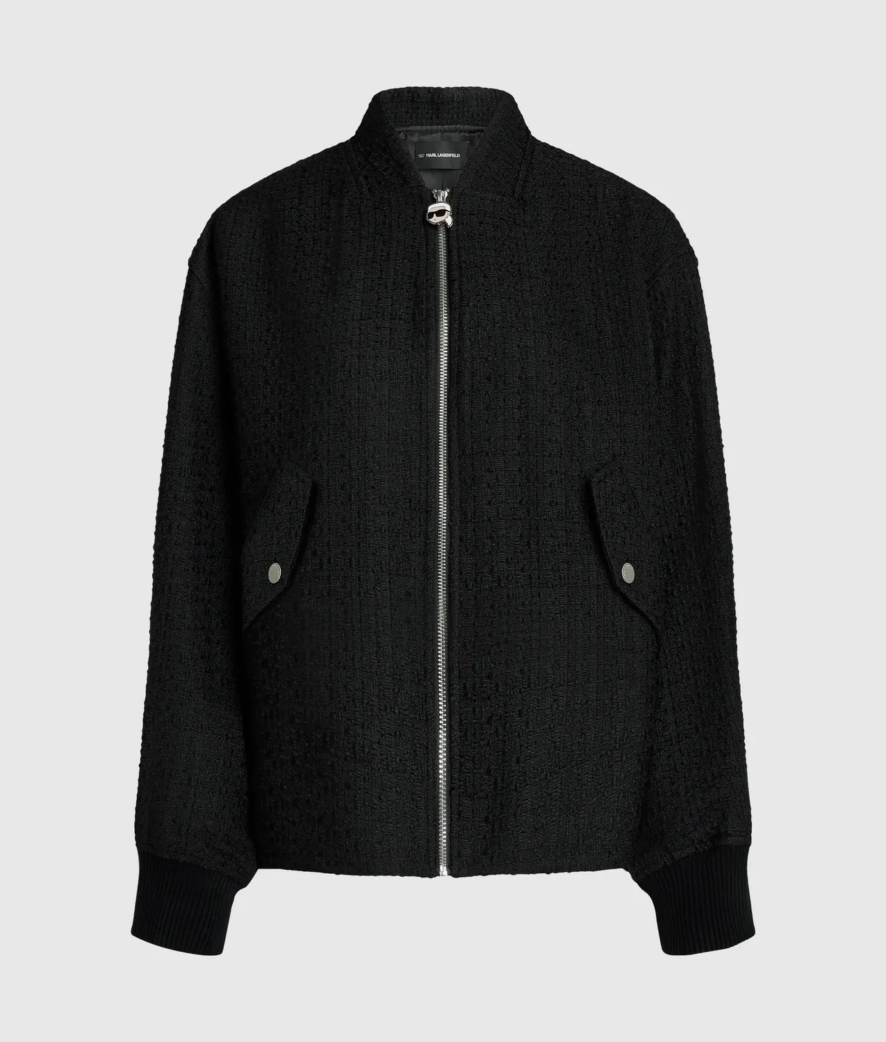 Karl Lagerfeld Ikon Bouclé Bomberjacke mit Rippbündchen