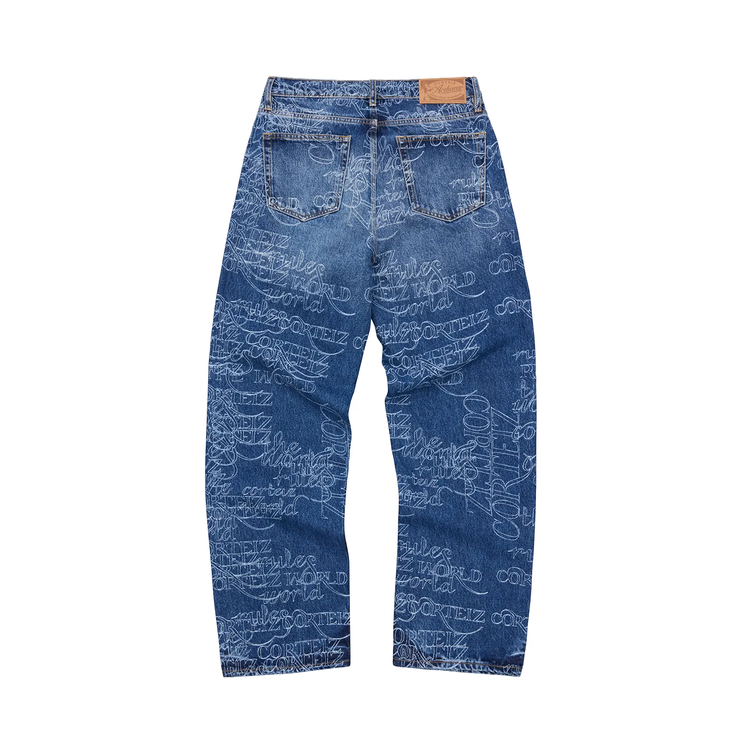 Corteiz Handwritten Baggy Jeans Midwash Indigo 14oz Denim