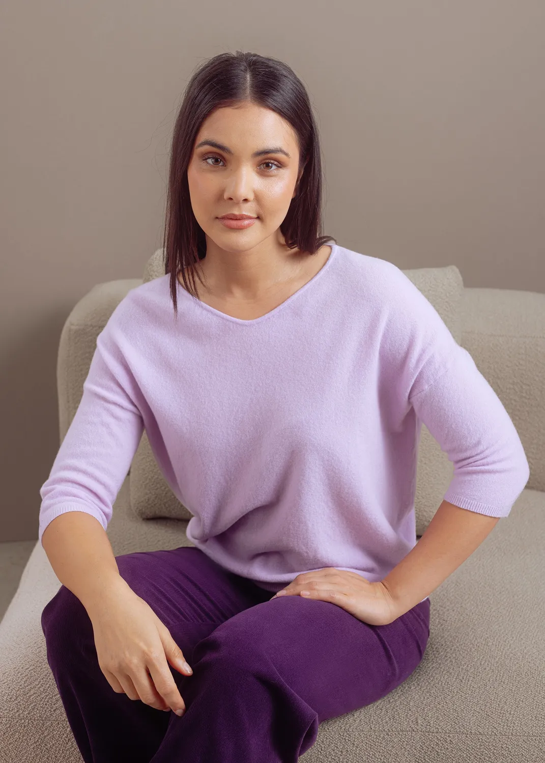 Senatex Feinstrickpullover Merino-Mix Pullover Lilac V