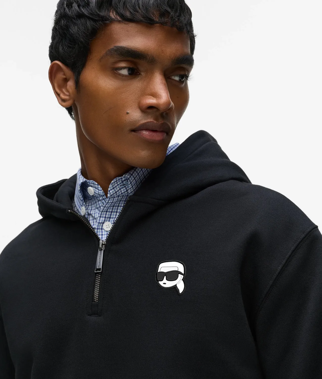 Karl Lagerfeld Ikon Hoodie Half-Zip Bio-Baumwolle