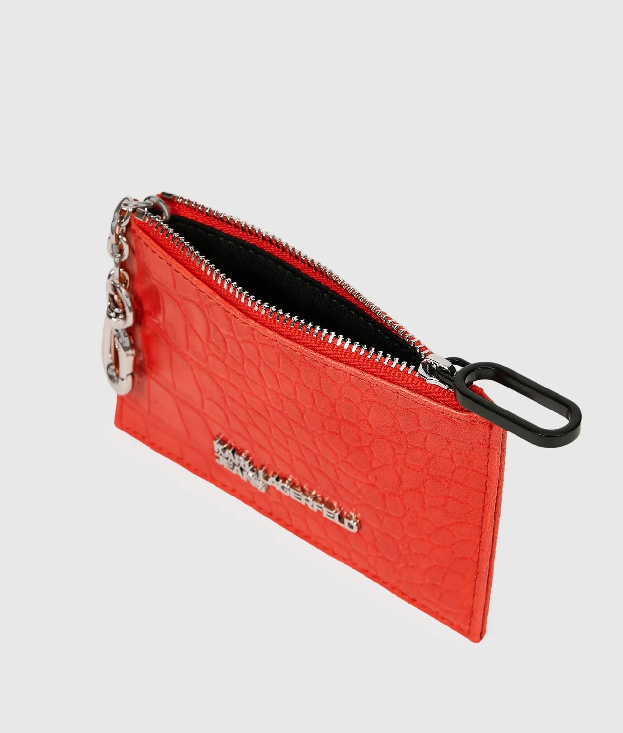 Karl Lagerfeld KL Jeans Croco Kartenetui mit Zip schwarz