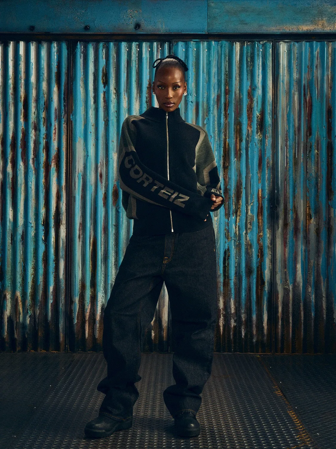 Corteiz Precision Knit Zip Up Schwarz Wollmix