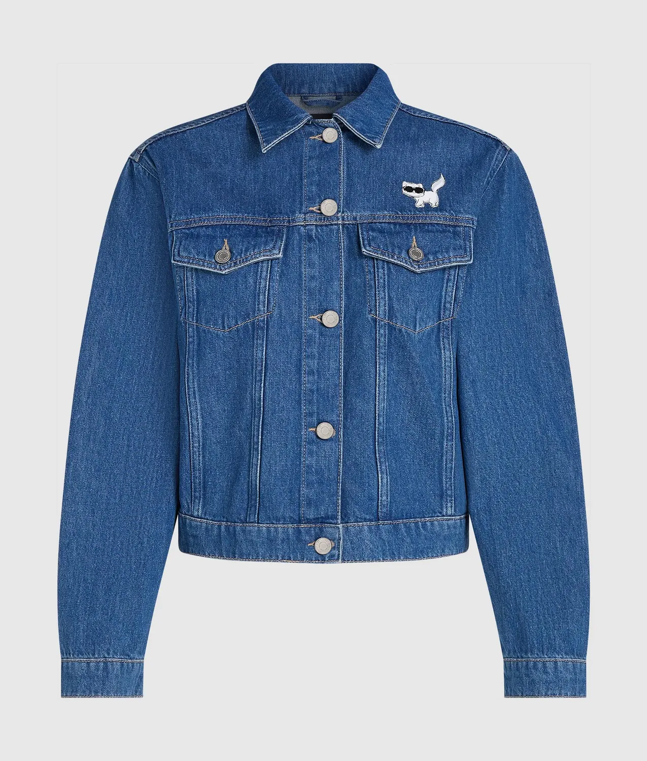 Karl Lagerfeld Ikon Choupette Jeansjacke Denim silber