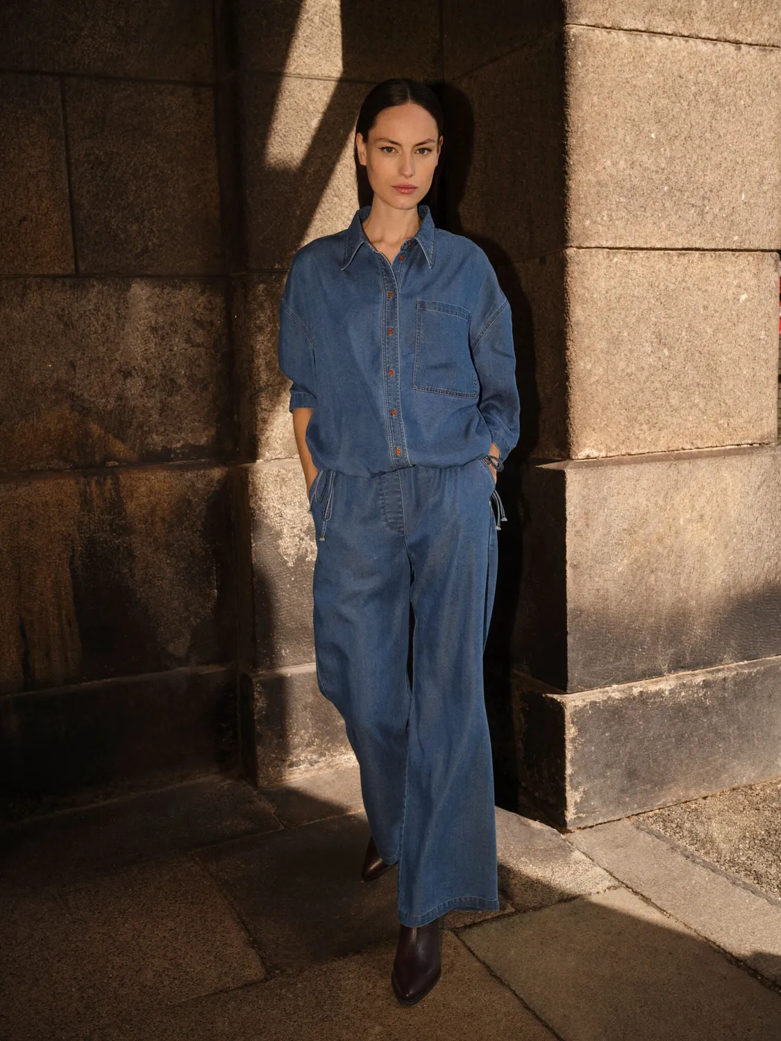 Mos Mosh MMTessa Lich Hemdbluse Denim Relaxed 3/4-Arm