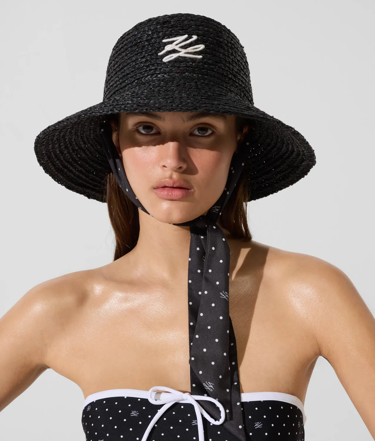 Karl Lagerfeld Autograph Bucket Hat Raffia Einheitsgröße