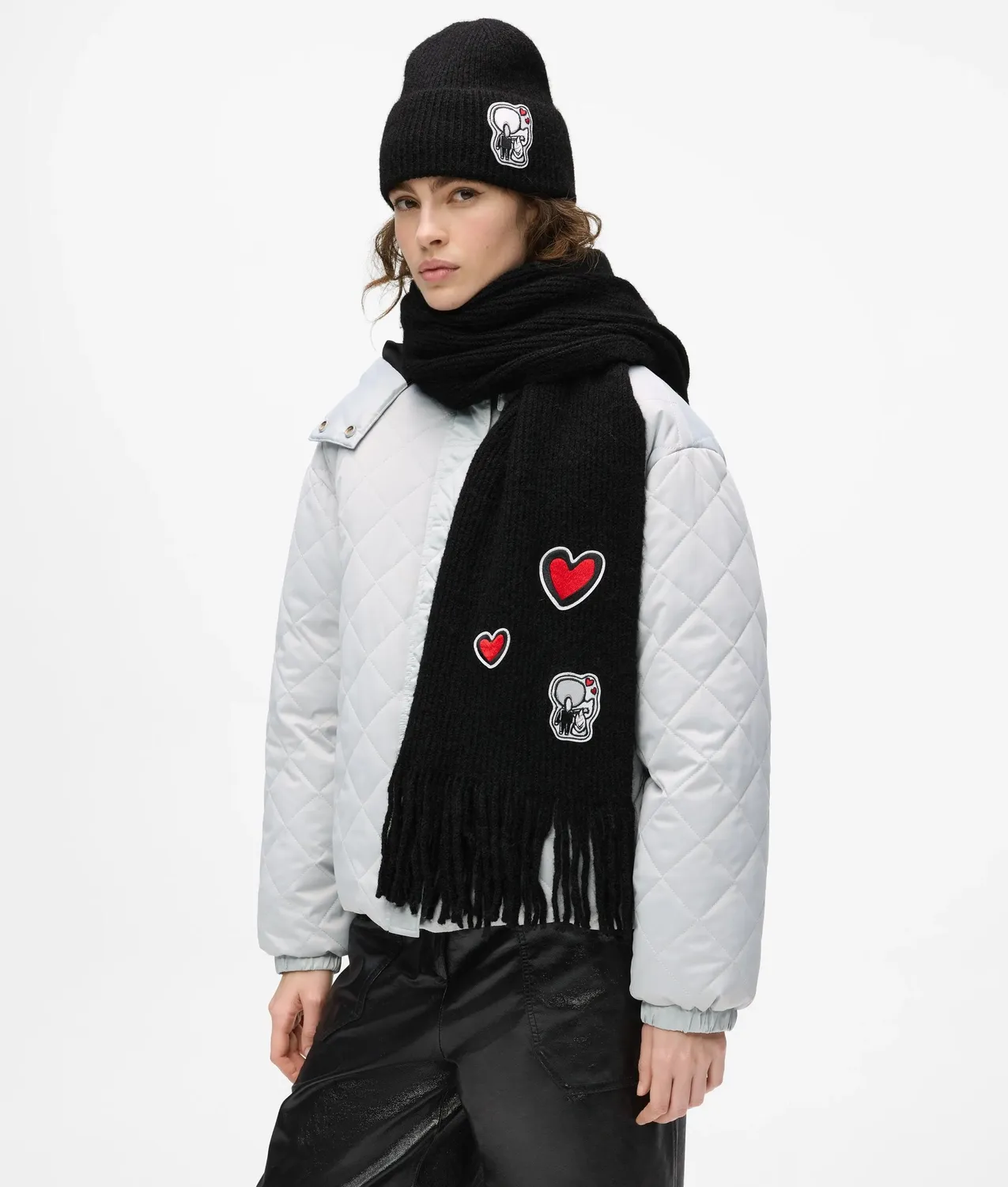 Karl Lagerfeld Ikon Schal Strick mit Patches Einheitsgröße