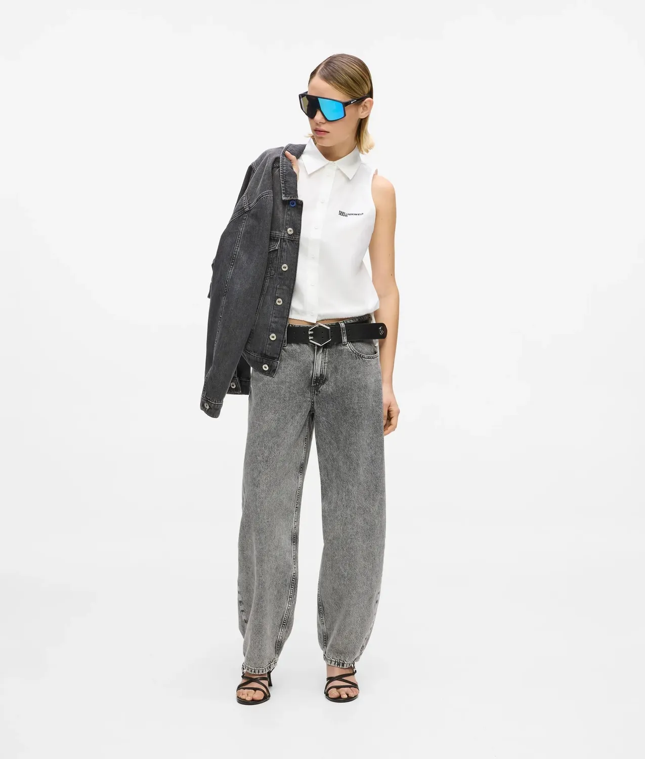 Karl Lagerfeld KL Jeans Bluse ärmellos Baumwolle