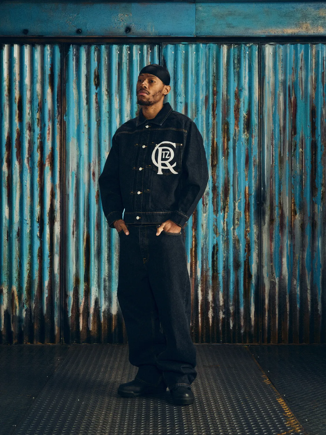 Corteiz Crest Chainstitch Jeansjacke Schwarz Denim