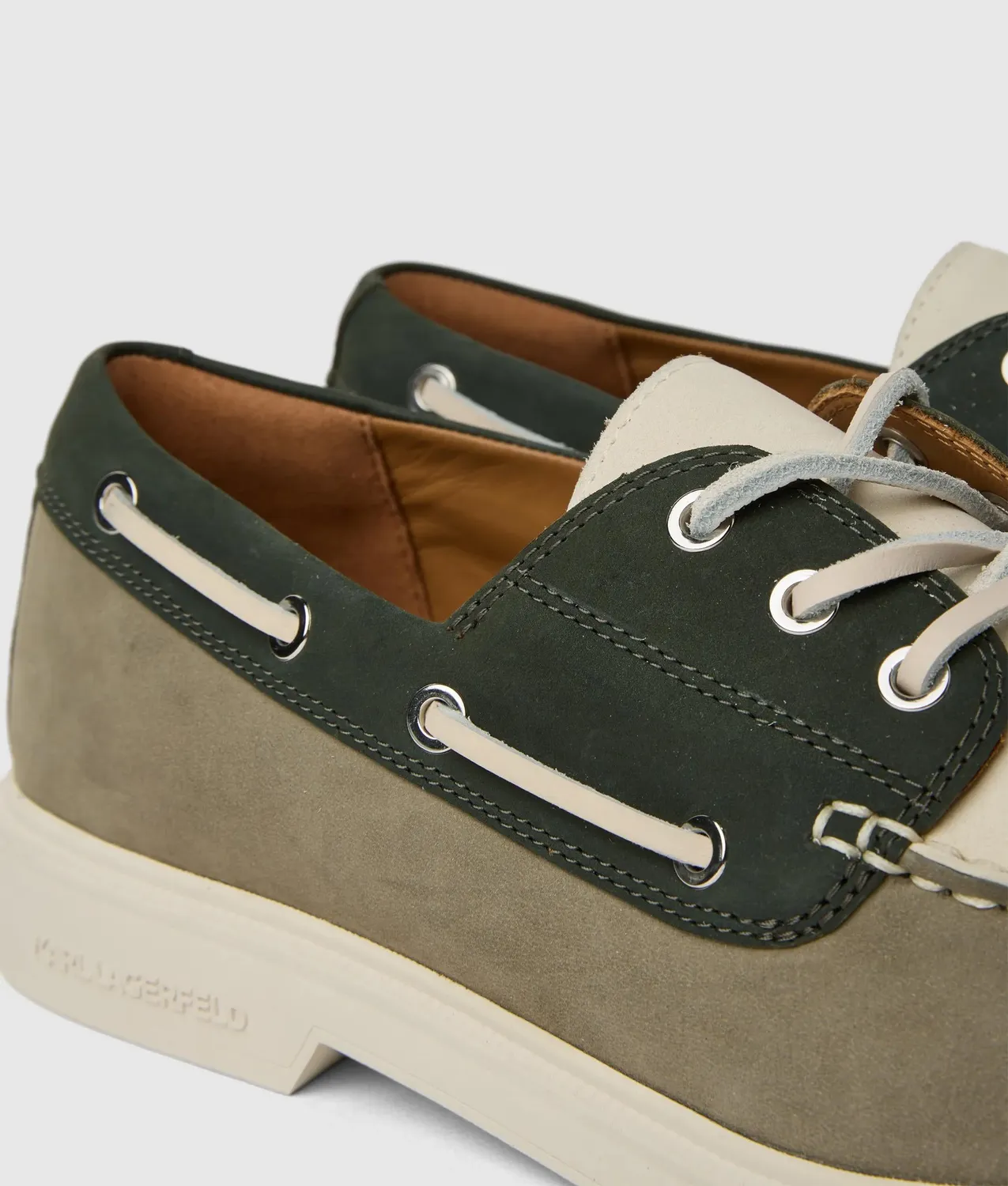 Karl Lagerfeld Kori Tri-Color Boat Shoes Suede
