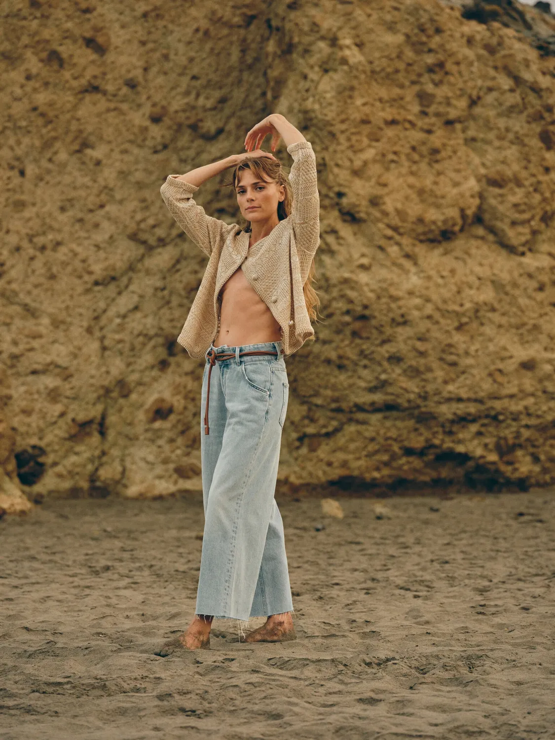 Mos Mosh MMSweet Cropped Jeans Hellblau Weites Bein