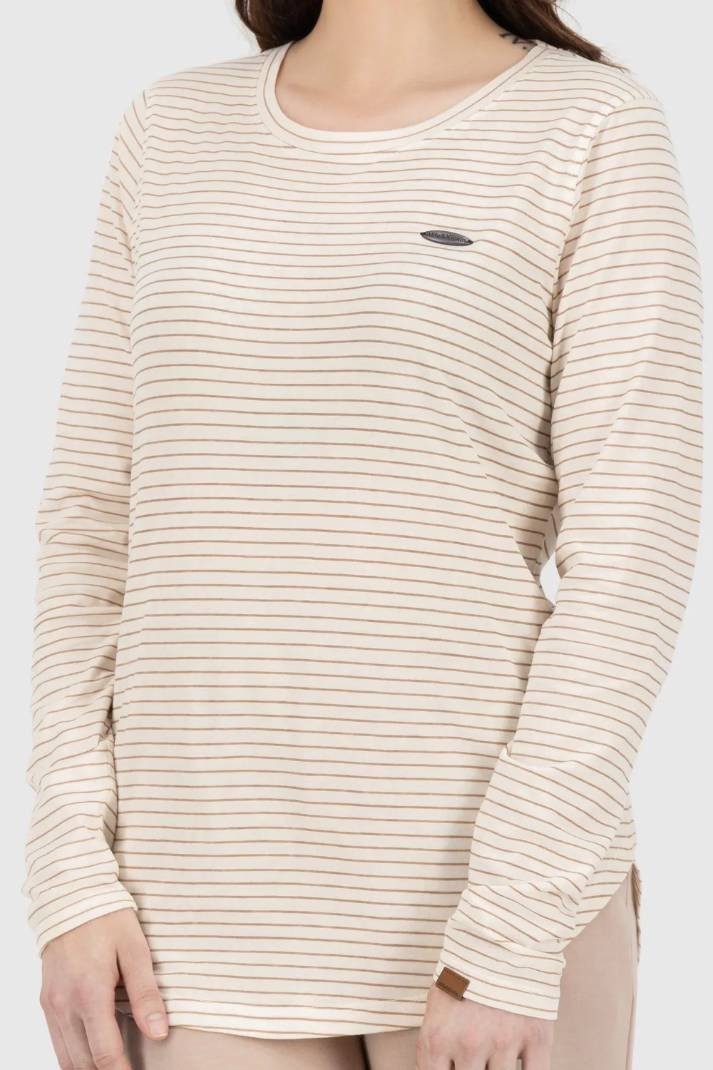 Alife & Kickin LeaAK Z Longsleeve Beige gestreift Baumwolle