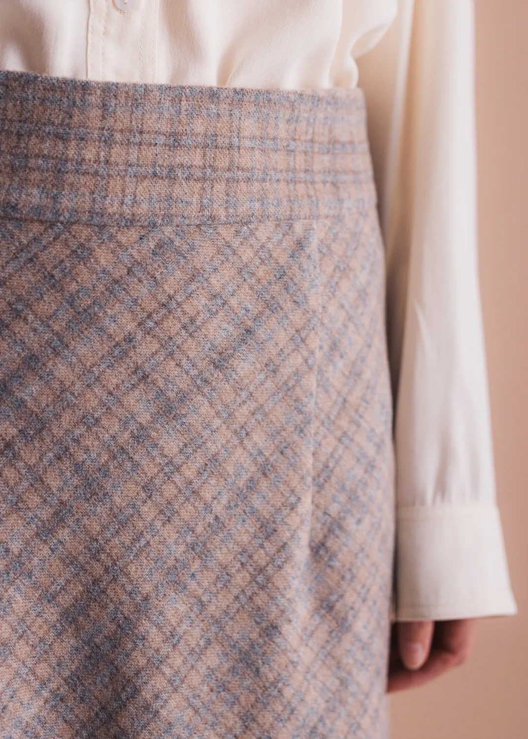 Senatex Karierter Midirock Wolle Rock Grey Check