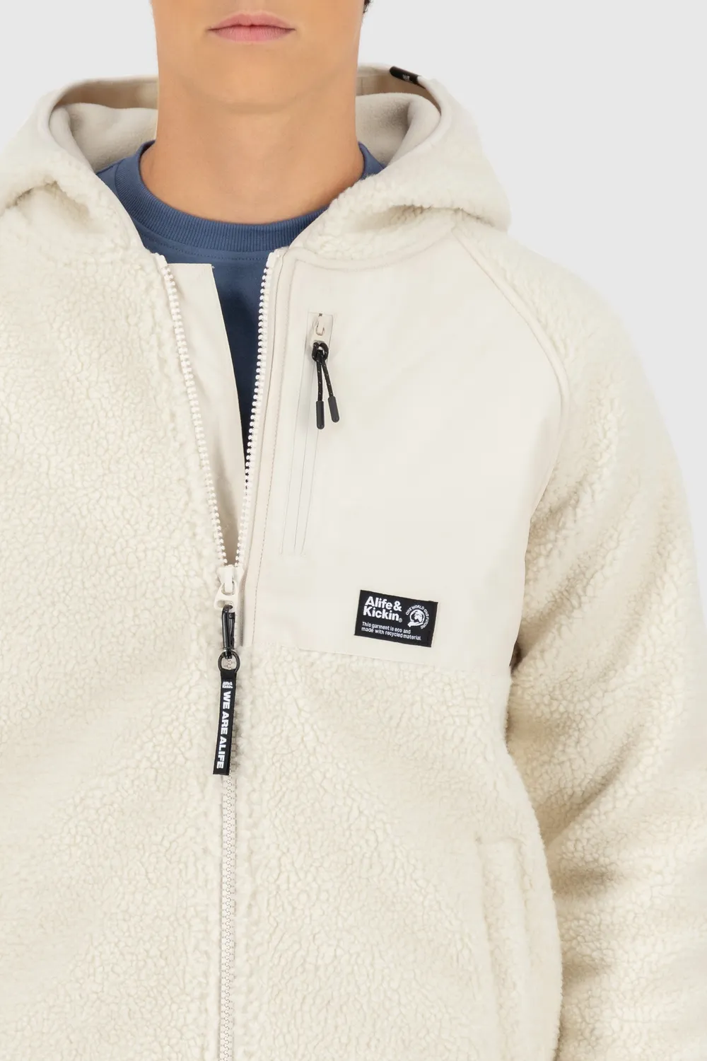 Alife & Kickin HaraldAK G Teddy Sweatjacke Beige Fleece