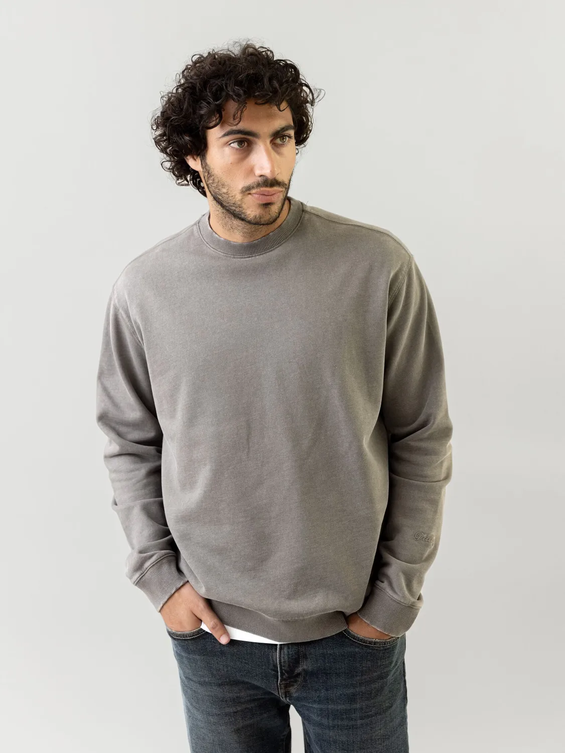 Mos Mosh French Faded Sweat Sweatshirt Chocolate Brown GOTS