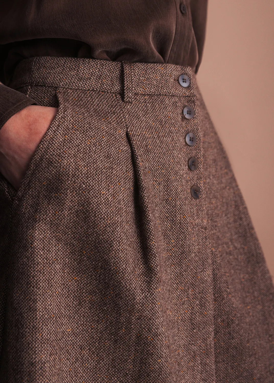 Senatex A-Linien Minirock Donegal Tweed Braun Wollanteil