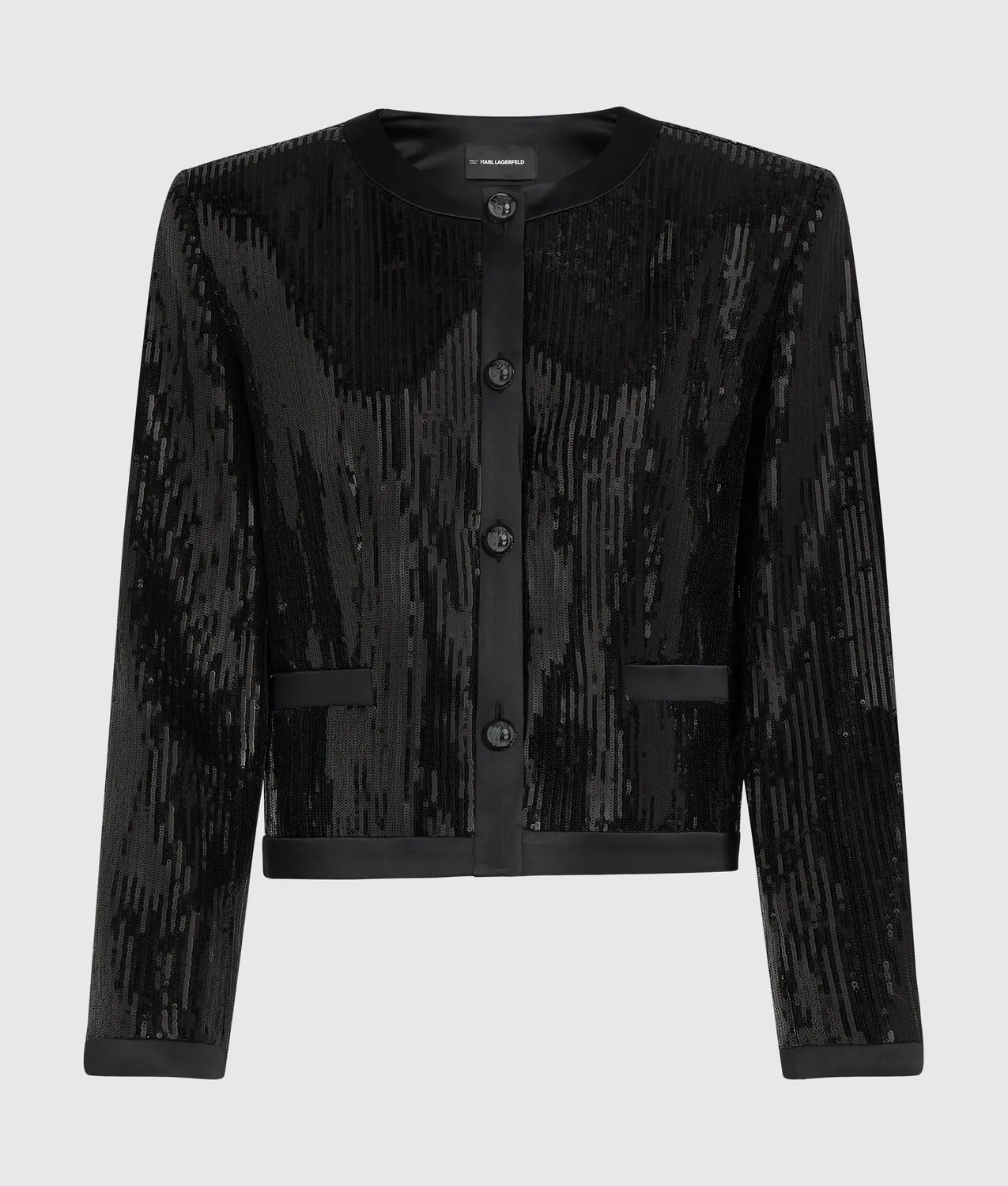 Karl Lagerfeld Sequin Blazer Pailletten Jacke Schwarz