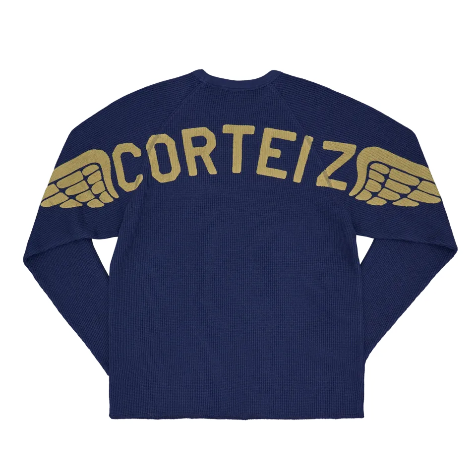 Corteiz Wings Waffle Thermoshirt Navy 370GSM