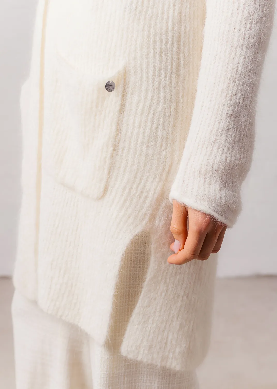 Senatex Strickjacke Cream Alpaka-Mix mit Taschen