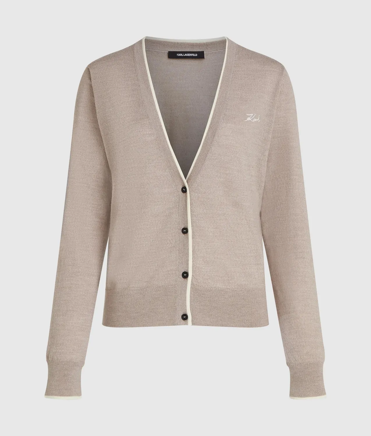 Karl Lagerfeld Merino Cardigan V-Ausschnitt Stick Damen