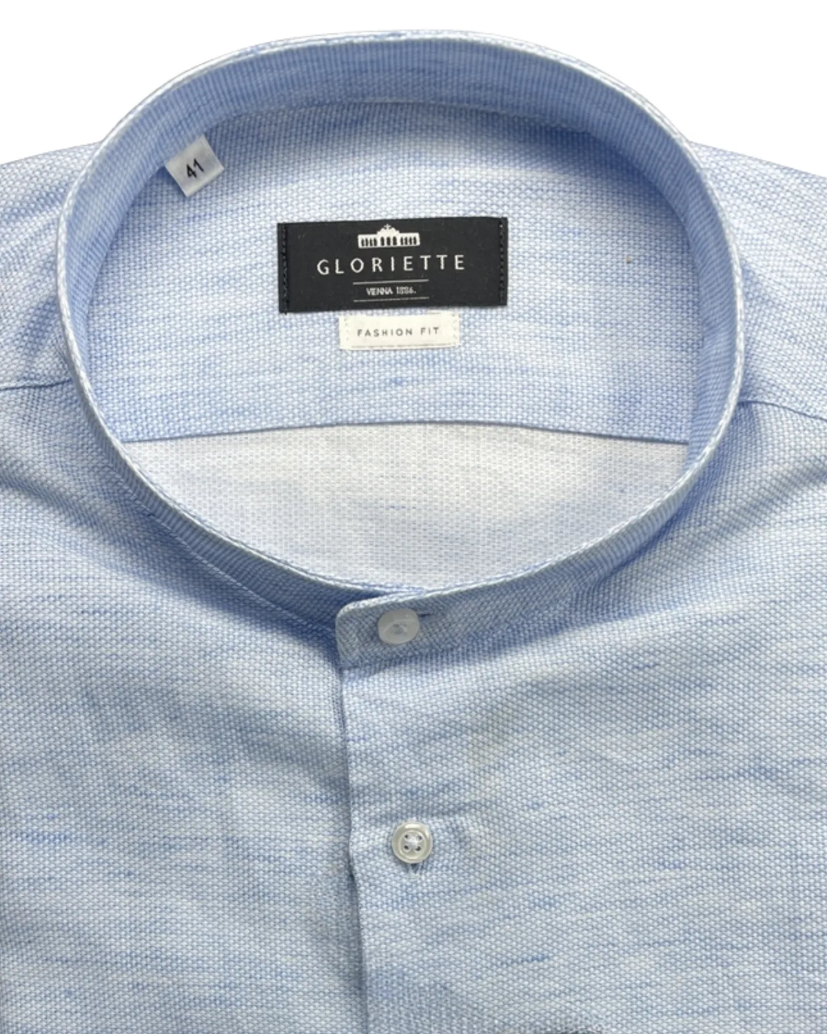 Gloriette Hemd Stehkragen Blau Hemd hellblau Leinen-Mix