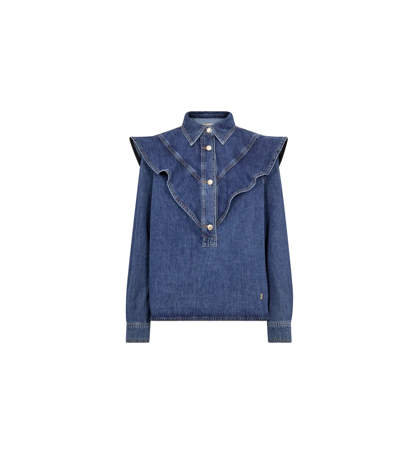 Mos Mosh Irina Denim-Hemd Dunkelblau Rüschen