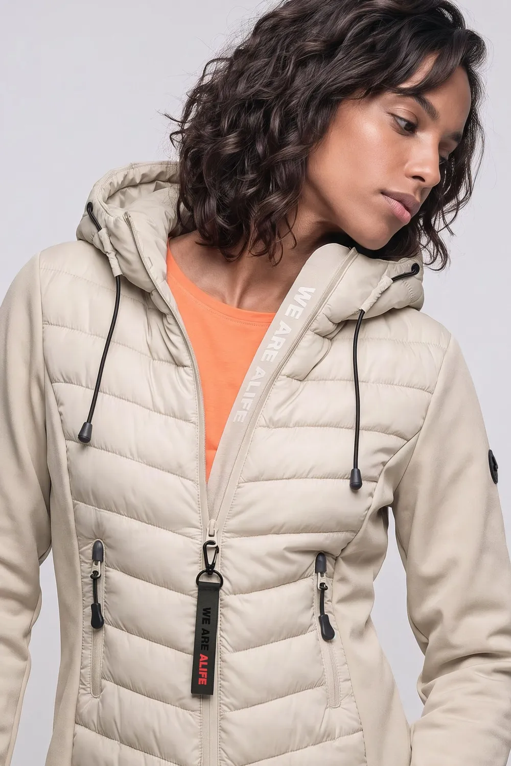 Alife & Kickin YlvaAK A Hybrid Jacke beige lang Damen