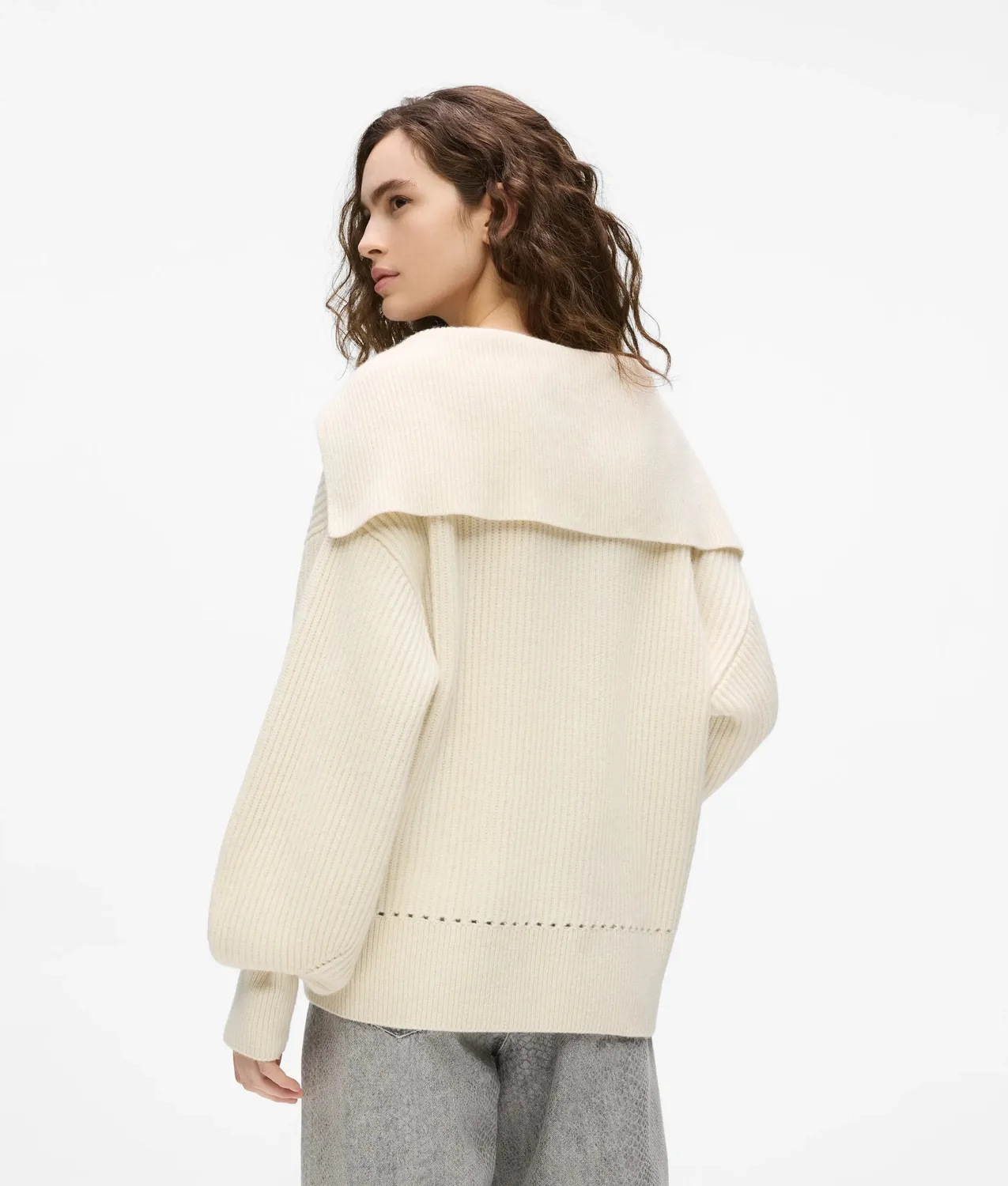 Karl Lagerfeld V-Neck Pullover Wolle weiter Kragen Damen