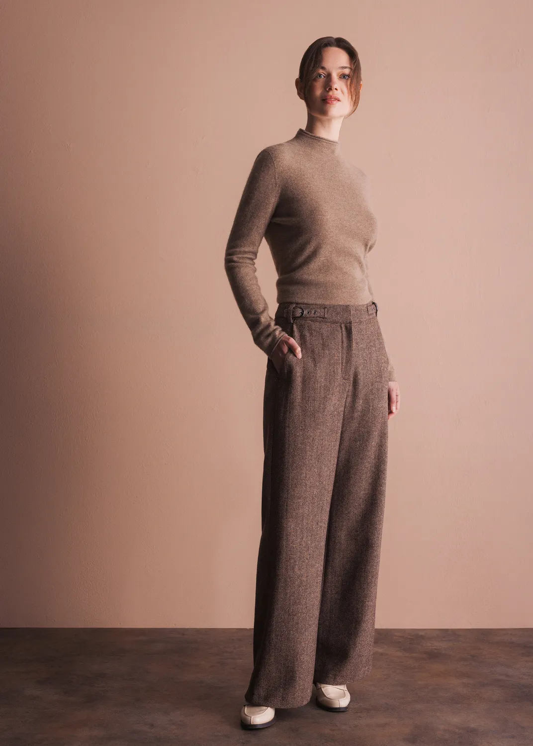 Senatex Weite Hose Donegal Tweed Braun meliert