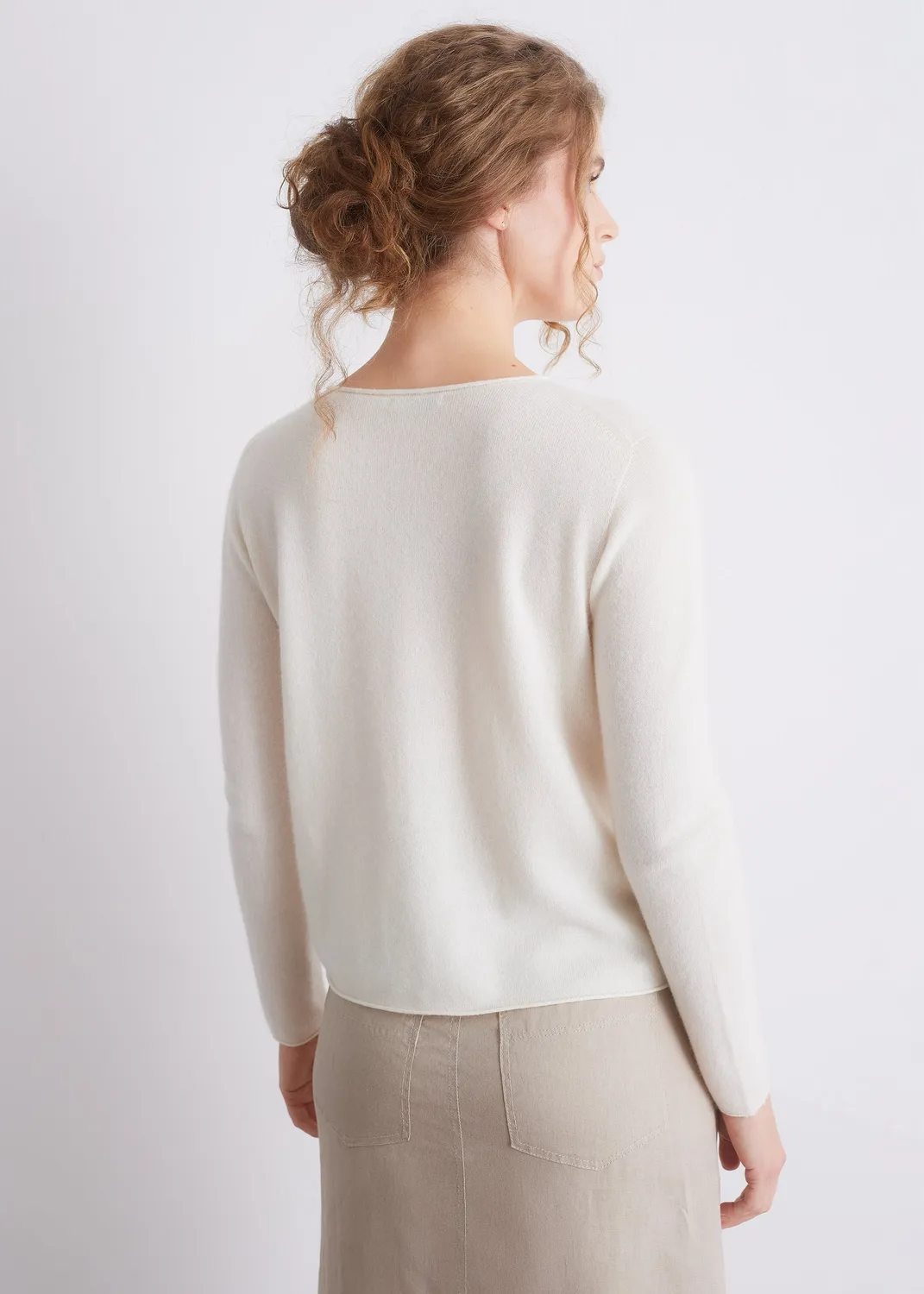 Senatex Kaschmir-Cardigan mit Knopfleiste Cream Kaschmir