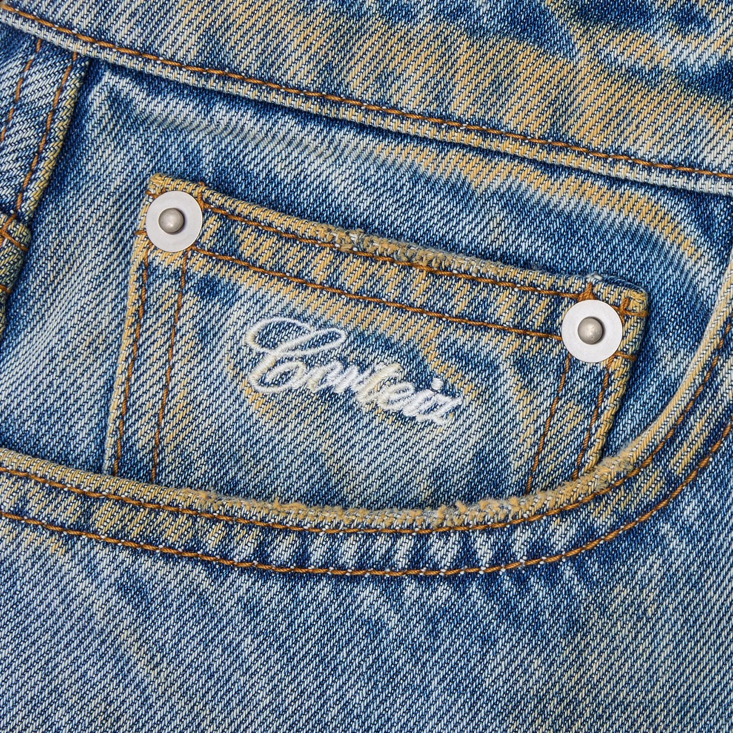 Corteiz Ardwear Panel Baggy Jeans Washed Indigo Denim
