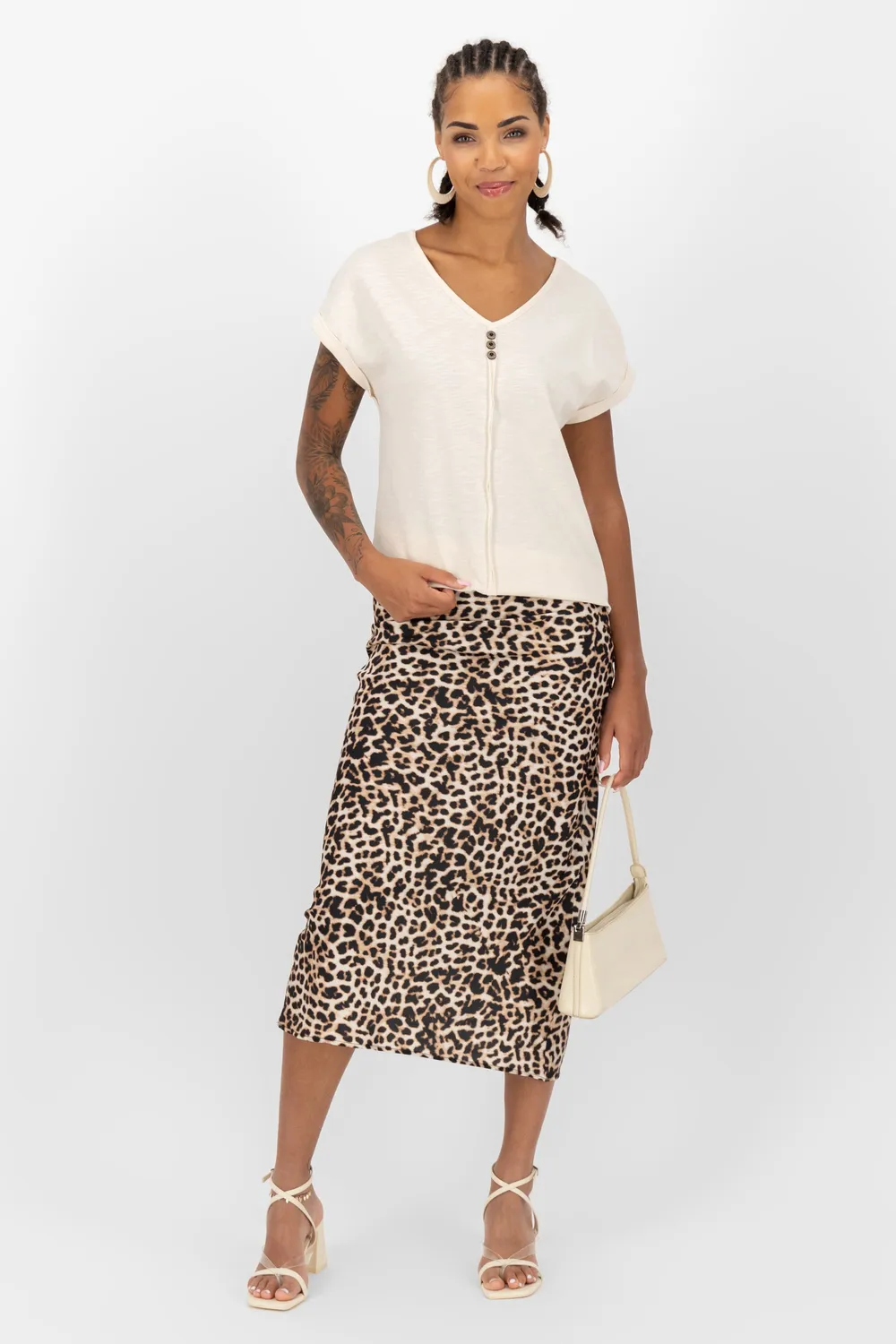 Alife & Kickin AnaisAK A Shirt Beige Baumwolle V-Ausschnitt