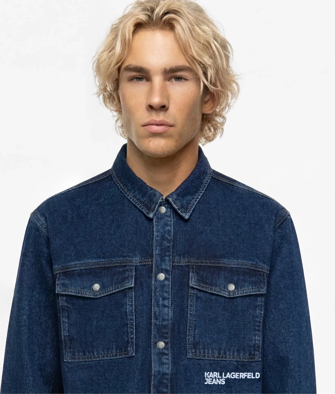 Karl Lagerfeld KL Jeans Logo Denim Overshirt Jeanshemd