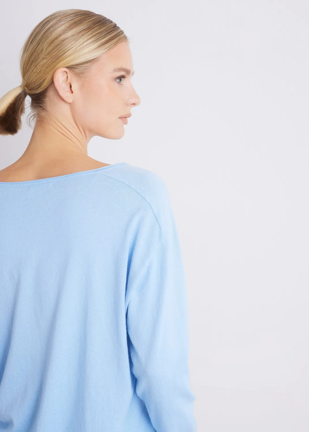 Senatex V-Ausschnitt-Pullover Baumwoll-Kaschmir Frost