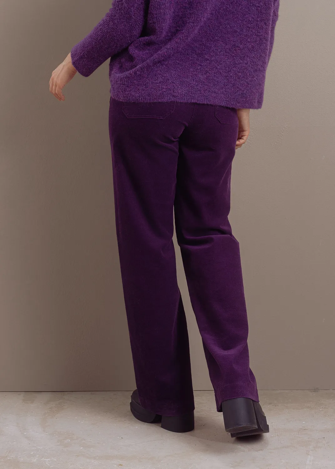 Senatex Cordhose reine Baumwolle Plum ausgestell