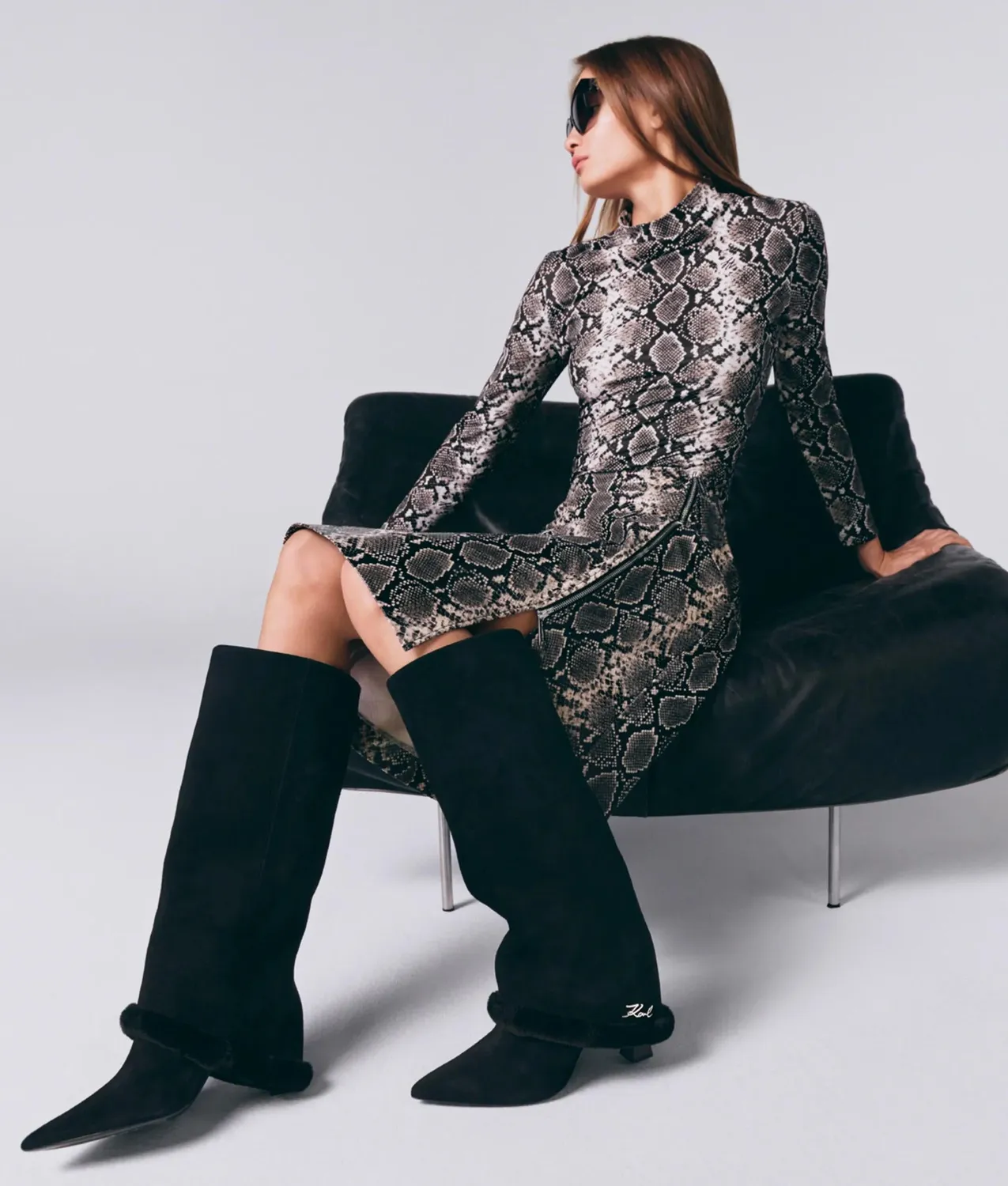 Karl Lagerfeld Mock Neck Langarmshirt figurbetont