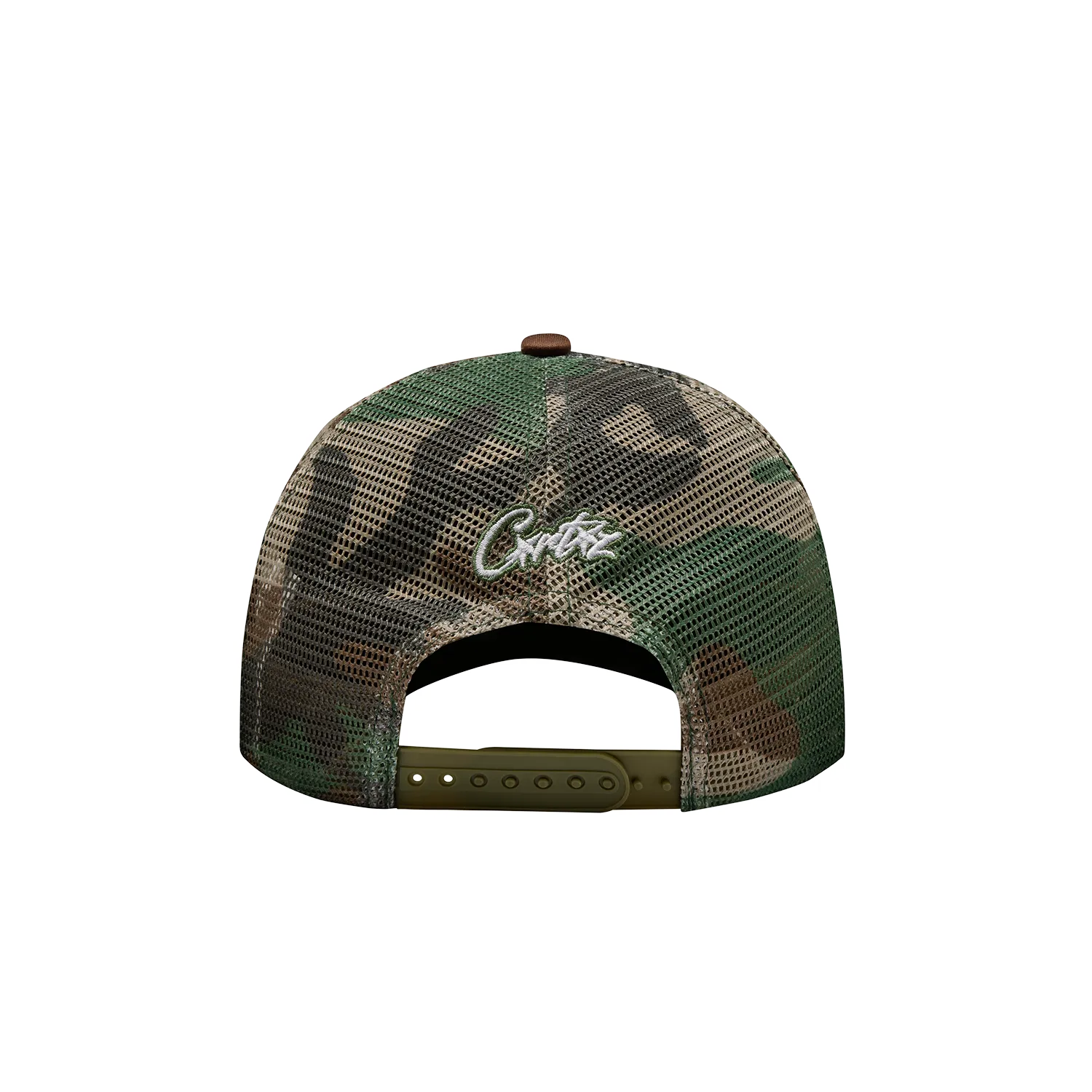 Corteiz Island Puff Trucker Cap Woodland Camo