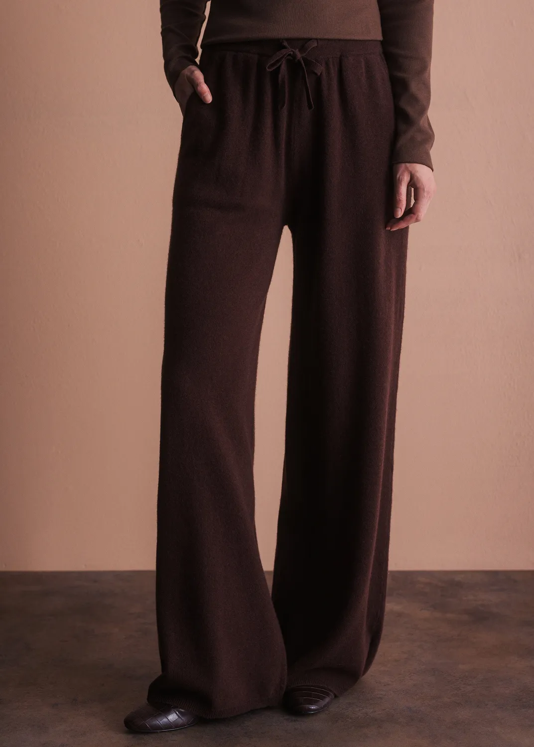 Senatex Strickhose Kordelzug Hose Navy Merinowolle