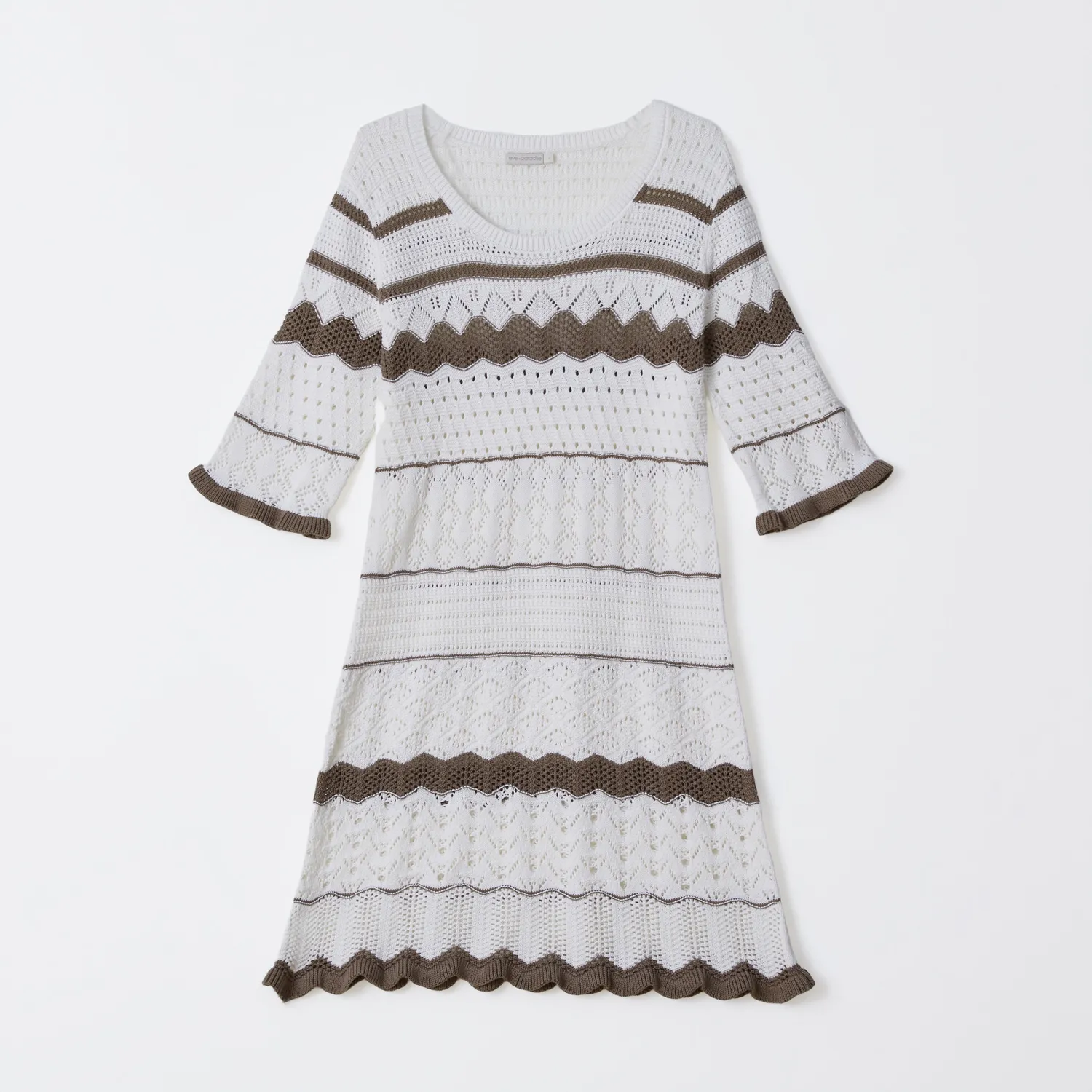 Senatex Ajourstrickkleid GOTS-Baumwolle 3/4-Arm