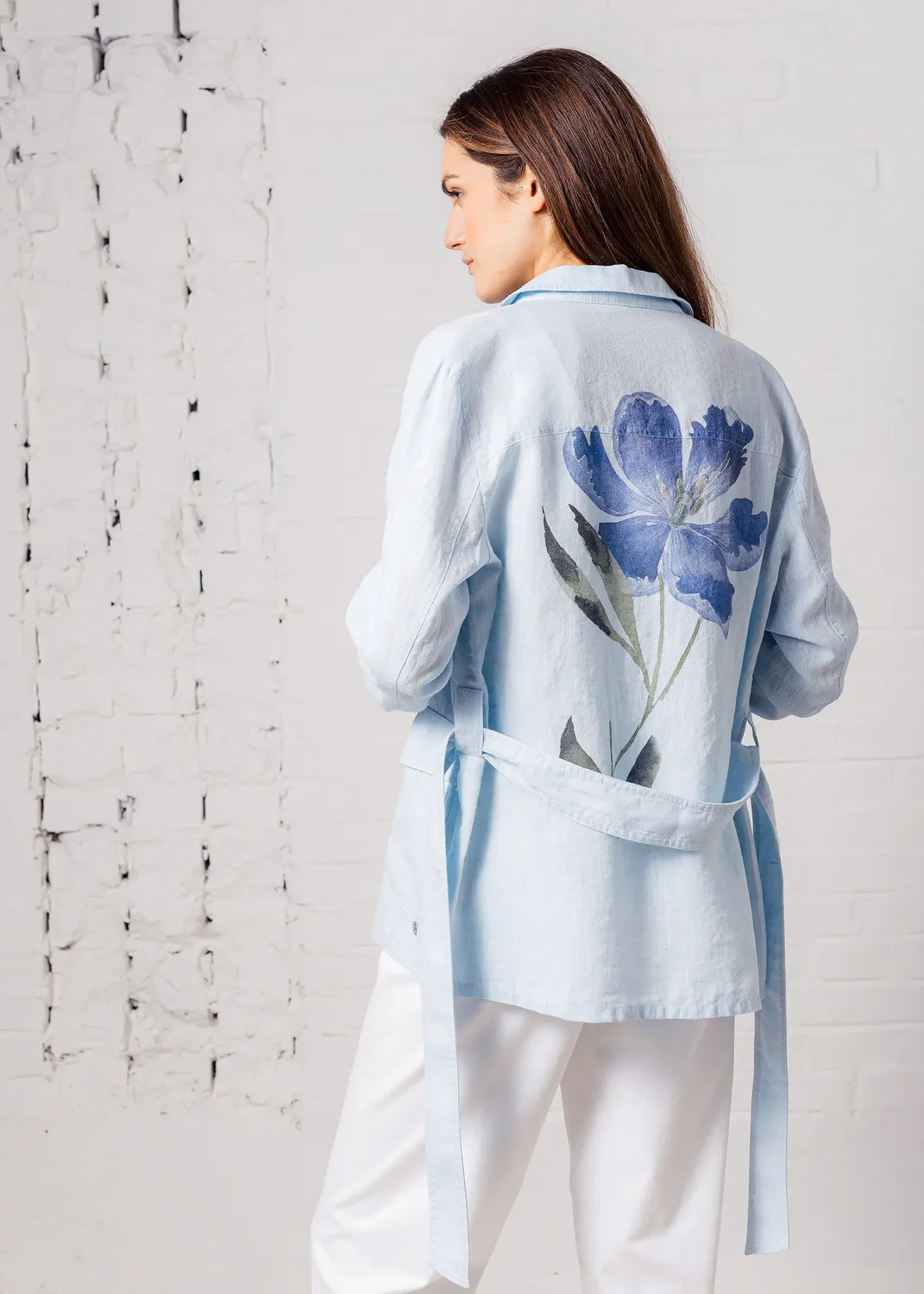 Senatex Hemdbluse Ramie-Lyocell Bluse Sky Blue