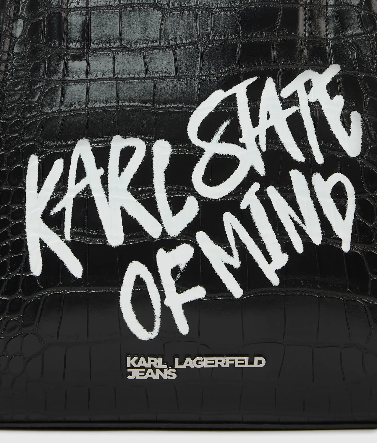 Karl Lagerfeld Karl Quote Mini Tote Kroko schwarz