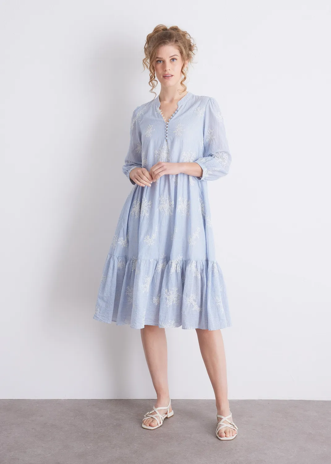 Senatex Stickerei Kleid Stufenrock Ocean Flower