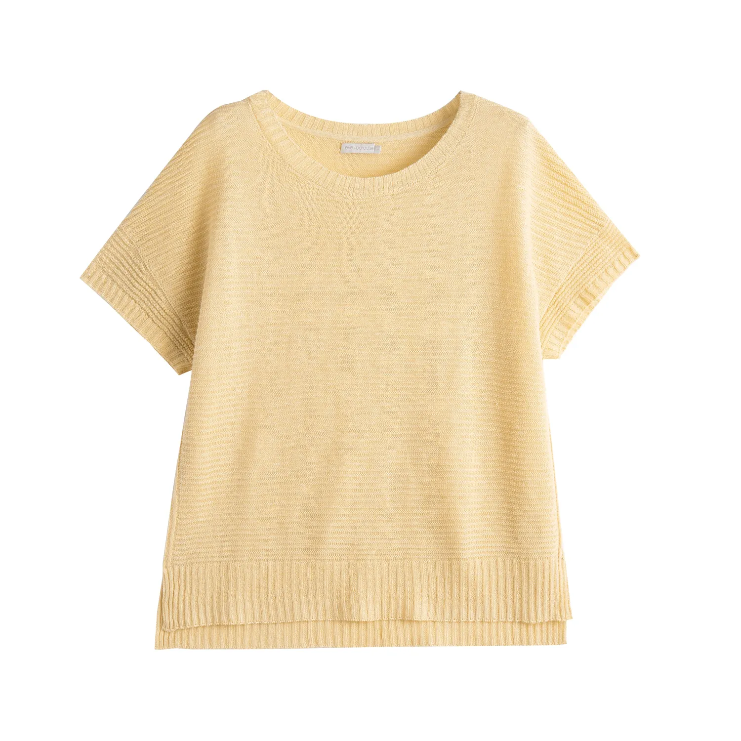 Senatex Leinenstrickshirt Off-White Seitenschlitz Gr M