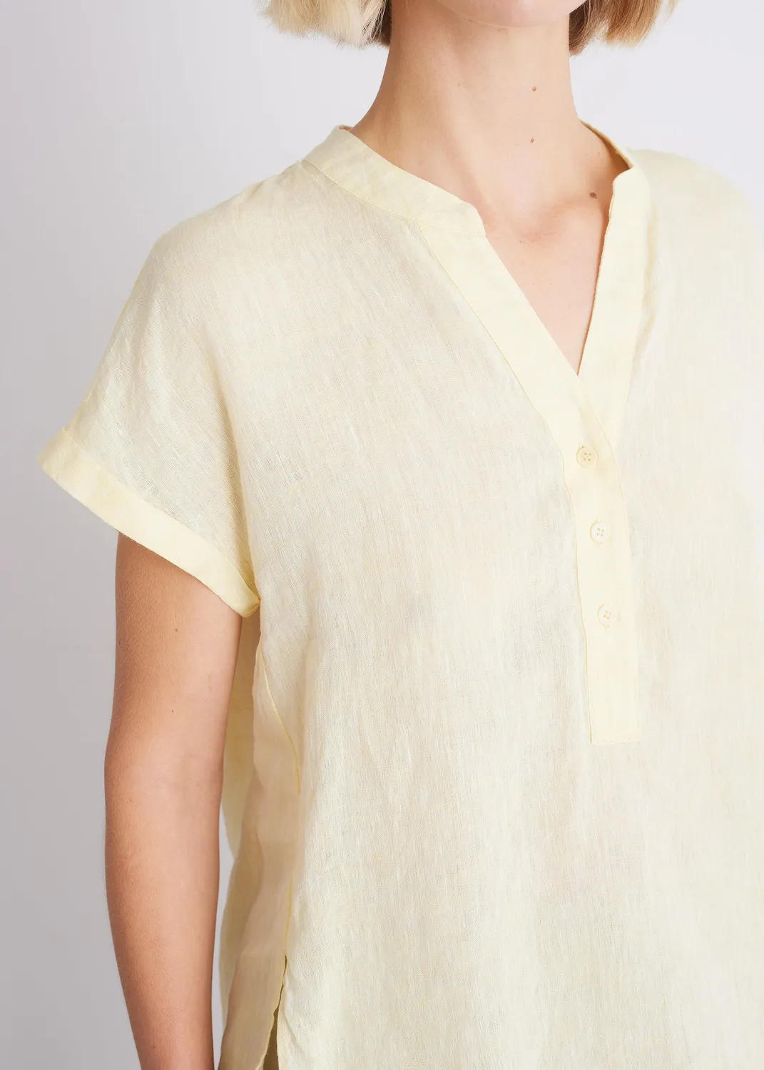Senatex Leinenbluse mit V-Ausschnitt Leinenbluse Vanilla 34