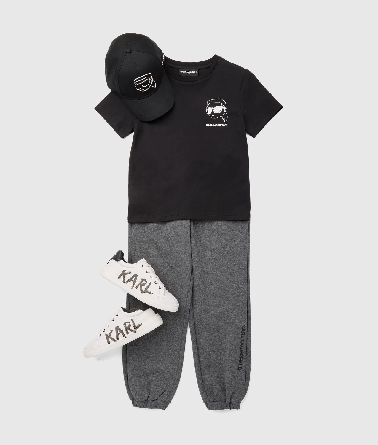 Karl Lagerfeld Ikon Outline T-Shirt Jungen Bio-Baumwolle weiß