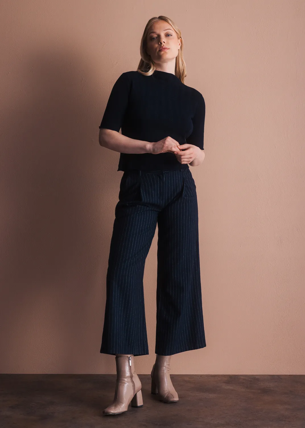 Senatex Nadelstreifen Culotte Wolle Navy Combo