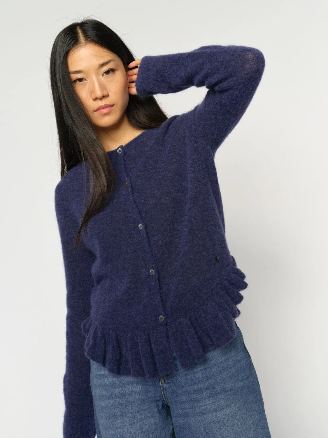 Mos Mosh MMMape Alice Strickcardigan Crown Blue