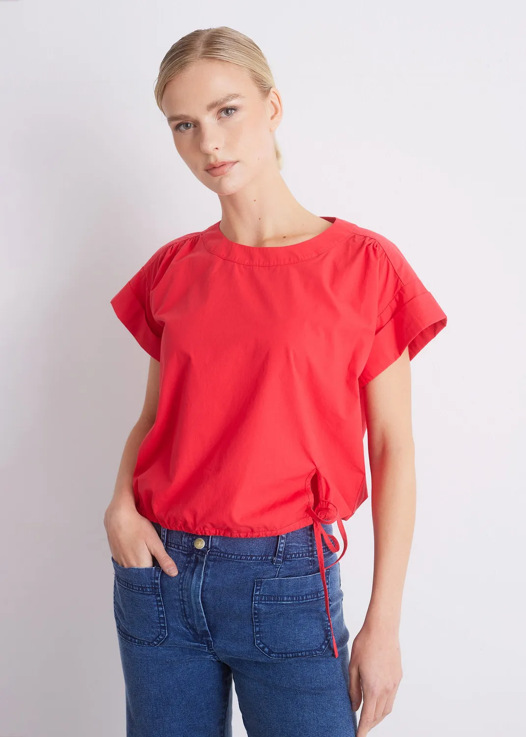 Senatex Tunnelzug Bluse White GOTS-Baumwolle