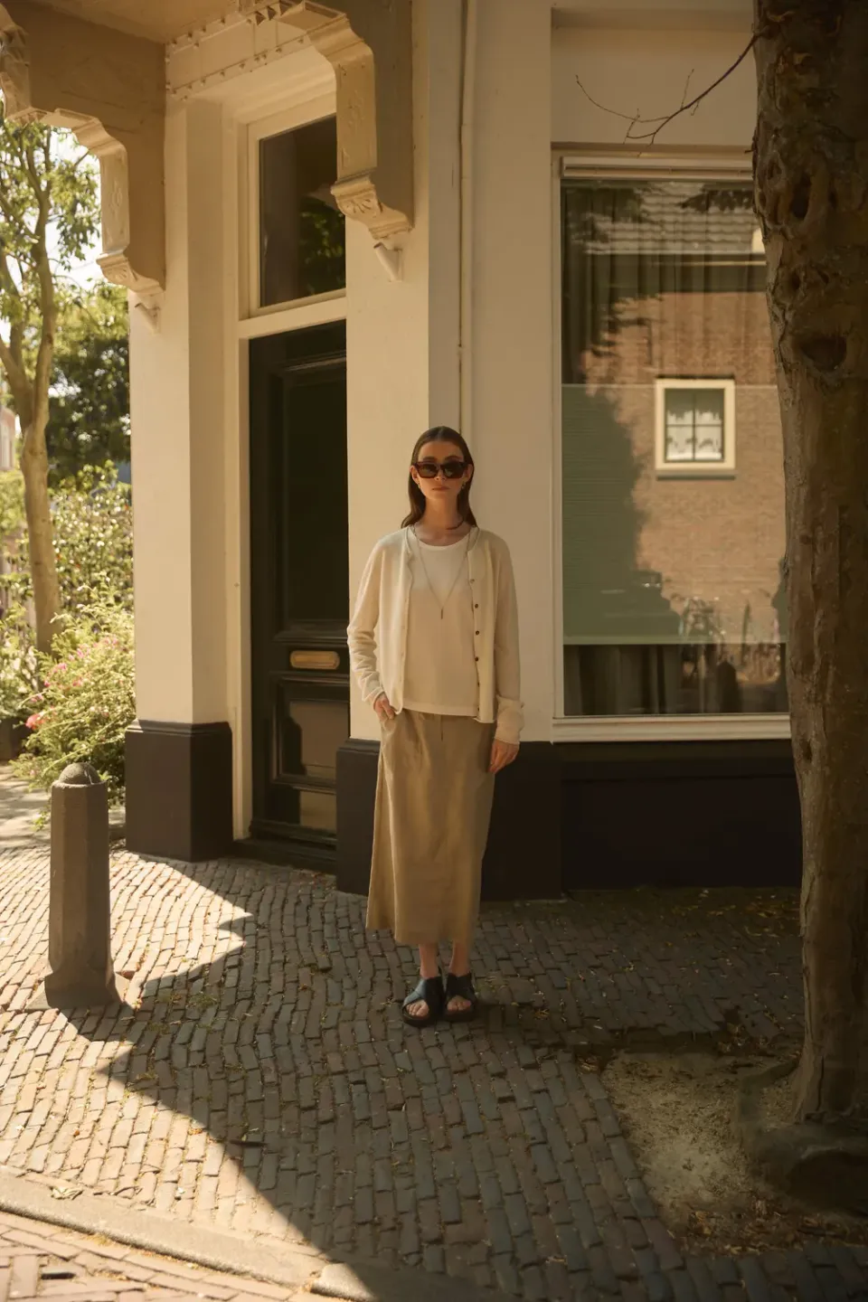 Senatex Midirock Leinenrock Sand mit Taschen
